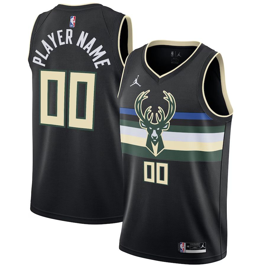 Men Milwaukee Bucks Jordan Brand Black Swingman Custom NBA Jersey->customized nba jersey->Custom Jersey